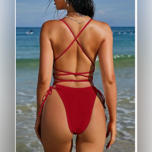 NWT ZAFUL Red Women's One-Piece Swimsuit - Picture 6 of 6